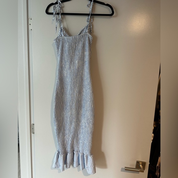 Blue & white midi gingham dress - Picture 2 of 2